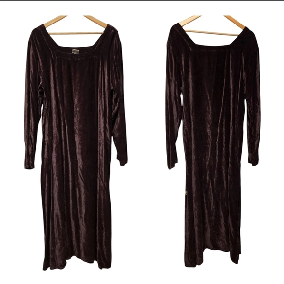 CP Shades Vintage 90s Brown Velvet Maxi Dress LWhimsigoth Dark Academia - Picture 3 of 9